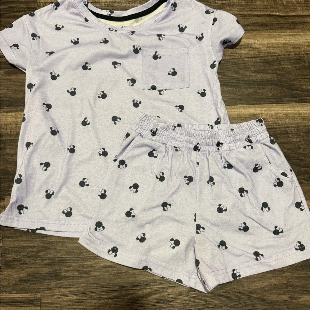 ✨3 for $15✨ Disney Lavender and Black Minnie Mouse-Print Pajama Set